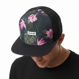 Hurley Trucker Cap Floral Mesh Back Adjustable Snapback Hat Anthracite Mens OS